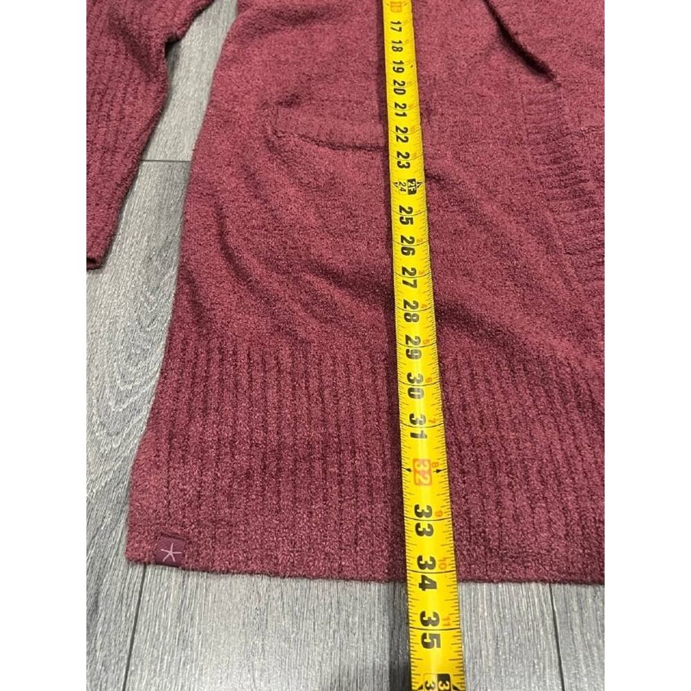 Barefoot Dreams CozyChic Lite Relaxed Hooded Cardigan Pockets Berry M A006831 - Picture 4 of 10